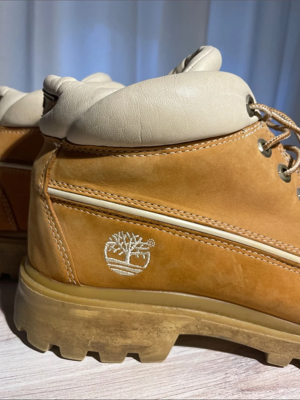 Timberland Wheat Nubuck Ankle Work Boots with Cream Collar